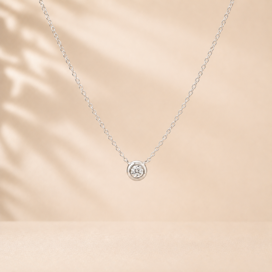 14K Gold | .05ct Natural Diamond Bezel Set Necklace Simple Modern Minimalist