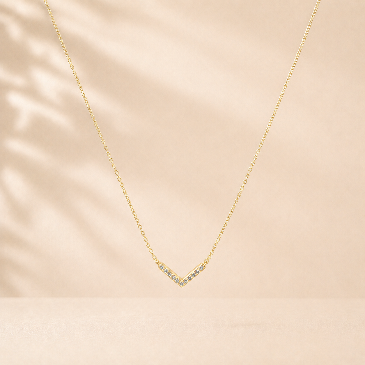 14K Gold | .05ct Natural Diamond V Bar Necklace