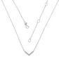 Silver necklace with a small pendant on a white background