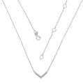 Silver necklace with a small pendant on a white background