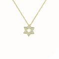 Gold necklace with a star-shaped pendant on a white background