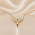 14K Gold | .12ct Natural Diamond Yellow Gold Angel Necklace