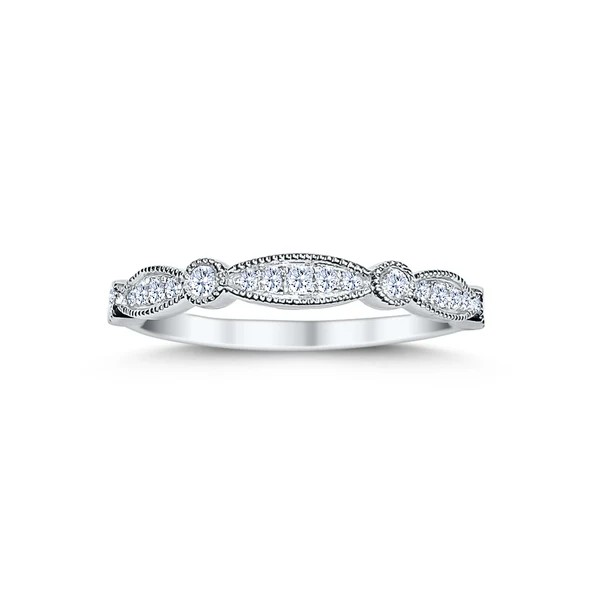 Diamond ring with a wavy design on a white background