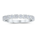 Diamond ring with a white gold band on a white background