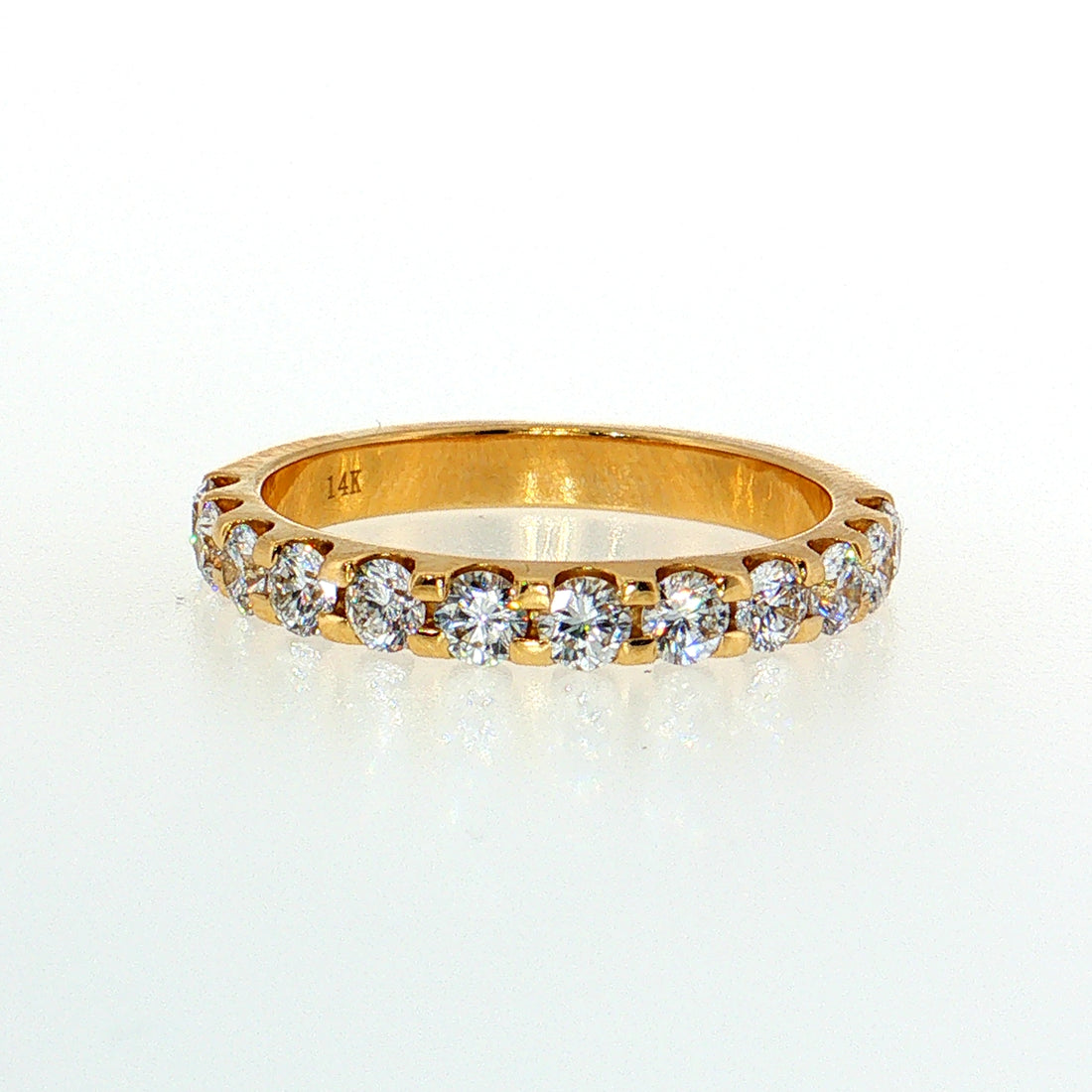 14K Gold | .91cttw Half Eternity Yellow Gold Lab Diamond Wedding Band