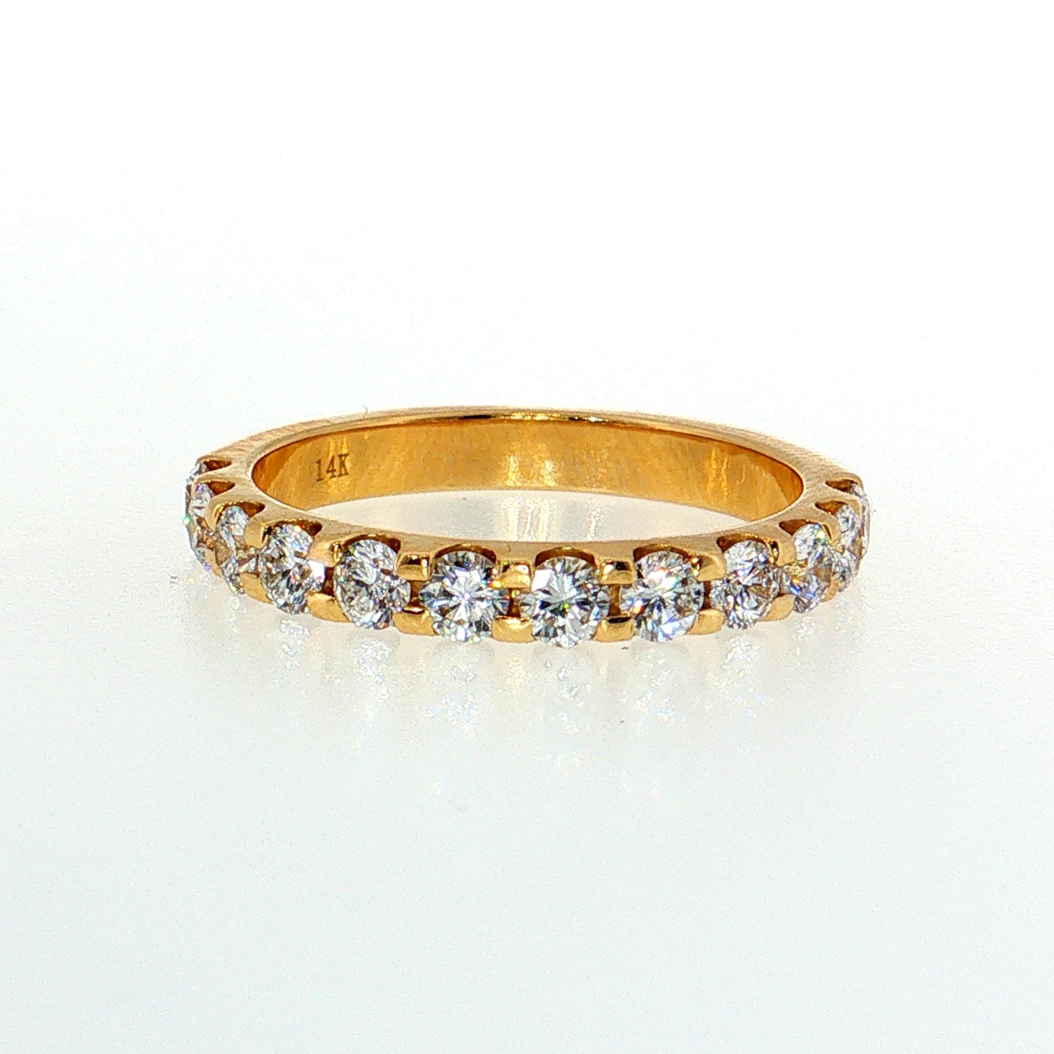 14K Gold | .91cttw Half Eternity Yellow Gold Lab Diamond Wedding Band