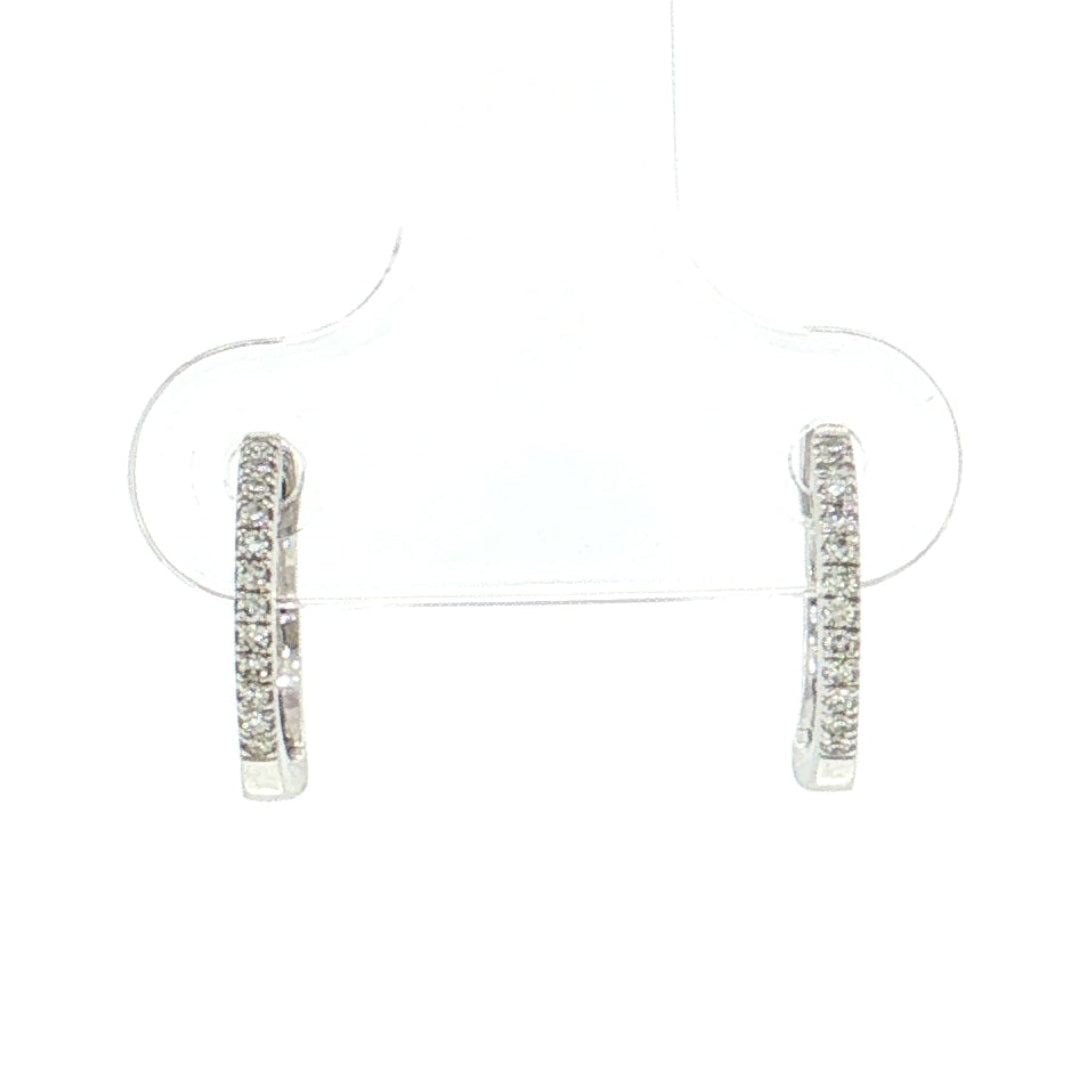 14K Gold | 0.08 cttw Natural Diamond Huggie Earrings white gold