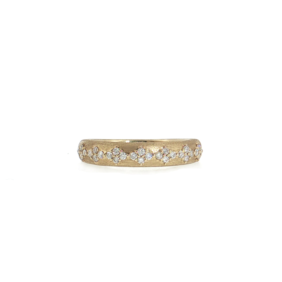 14K Gold |  0.21 cttw Natural Diamond 4mm Satin Diamond Pattern Band 