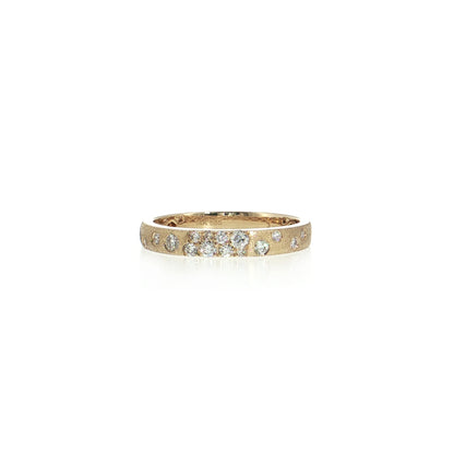 14K Gold |  0.28 cttw Natural Diamond 3.1mm Satin Finish Flush Set Diamond Band