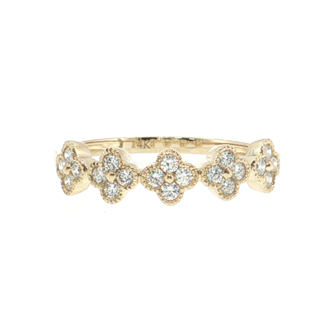 14K Gold | 0.28 cttw Natural Diamond Florette Clover Ring