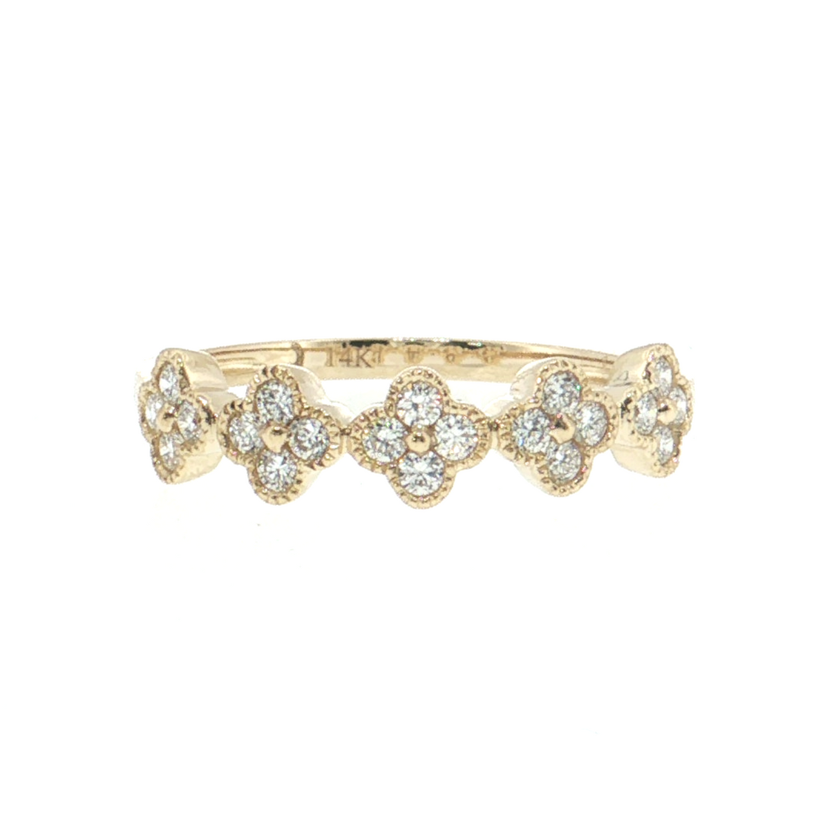 14K Gold | 0.28 cttw Natural Diamond Florette Clover Ring