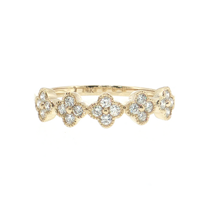 14K Gold | 0.28 cttw Natural Diamond Florette Clover Ring