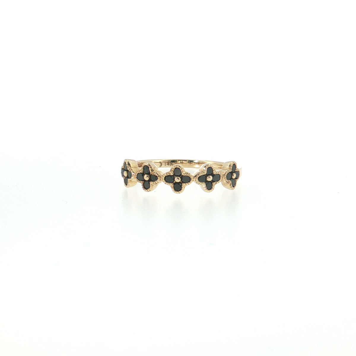 14K Gold | 0.38 cttw Natural Black Diamond Florette Yellow Gold Ring