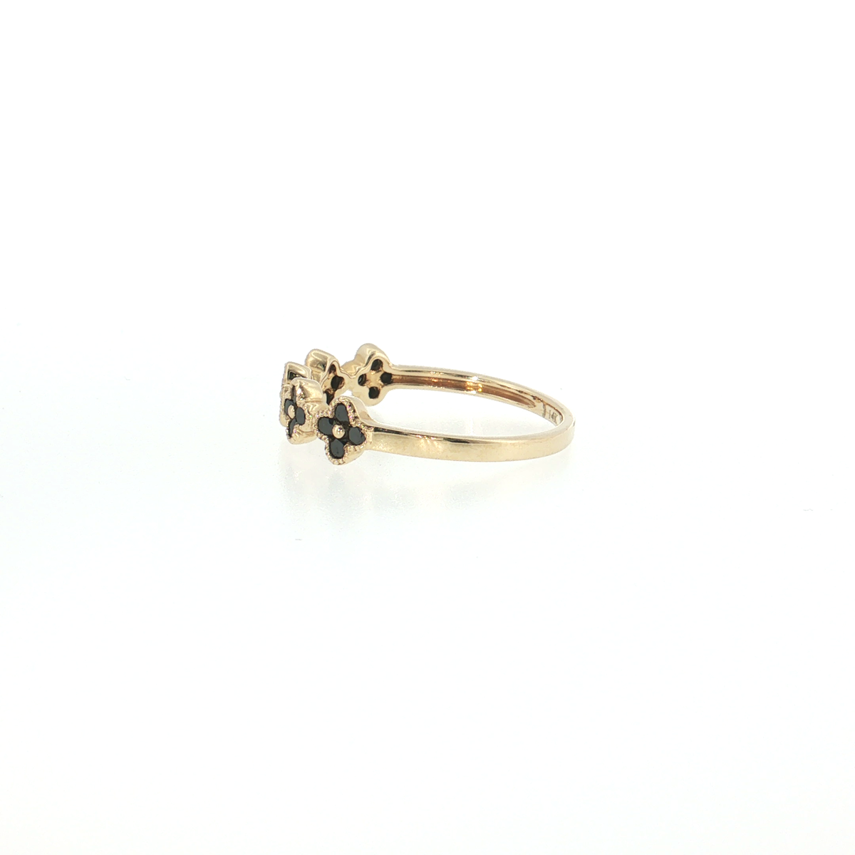 14K Gold | 0.38 cttw Natural Black Diamond Florette Yellow Gold Ringclover