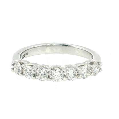 14K Gold |  0.96cttw White Gold Round Natural Diamond Half Eternity Wedding Band