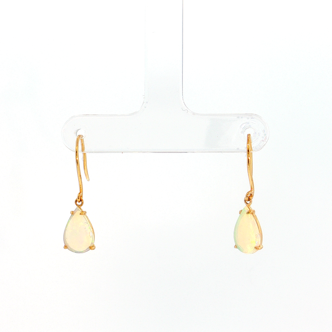 14K Gold | 1.30CT Pear Shaped Opal Earrings in Yellow Gold