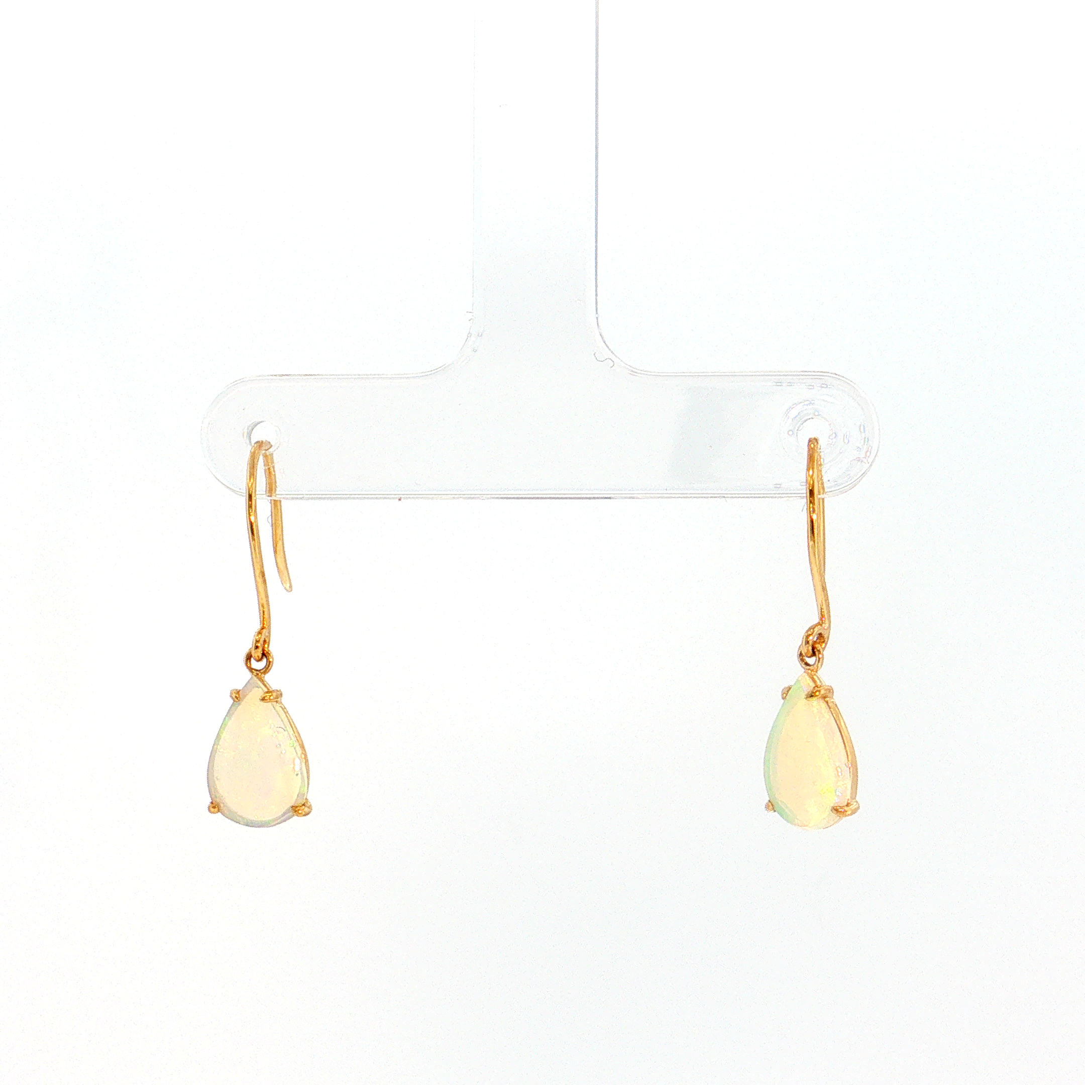 14K Gold | 1.30CT Pear Shaped Opal Earrings in Yellow Gold