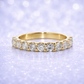 Gold ring with diamonds on a sparkling purple background 14K Gold | 1.52Cttw Half Eternity YG Lab Diamond Wedding Band