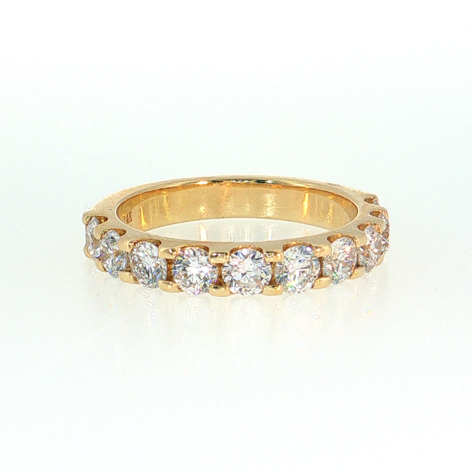 14K Gold | 1.52Cttw Half Eternity Yellow Gold Lab Diamond Wedding Band