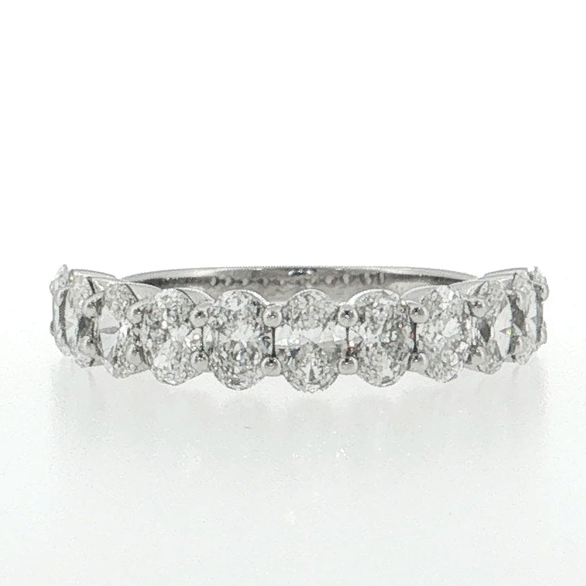 14K Gold  1.65ct Lab Oval Diamond 14K White Gold Half Eternity Ring