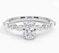 14K Gold | 1CT Oval Brilliant Cut Lab Diamond with .39ct Accented Band Engagement Ring