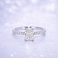 Diamond ring with a rectangular center stone on a sparkling background 14K Gold | 1CT Radiant Lab Grown Diamond Bridal Ring Set with Matching Wedding Band - White Gold 