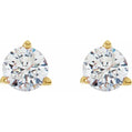 Gold earrings with clear gemstones on a white background