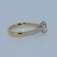 14K Gold | 1ct Oval Lab Diamond Y/W Gold Hidden Halo with .49cttw Natural Setting Accented Engagement Ring