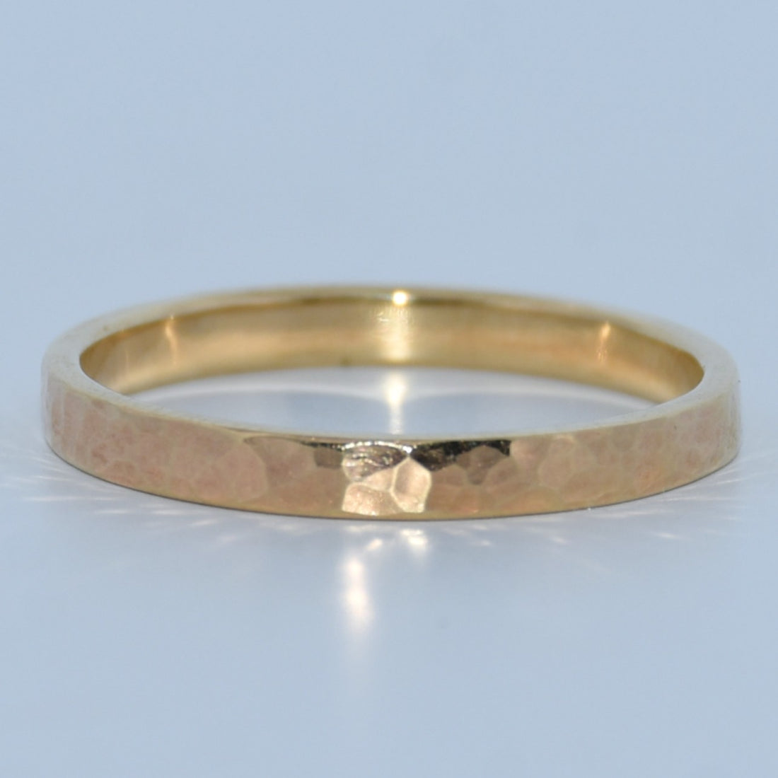 14K Gold | 2.5mm Stackable Ring Assorted Finishes Matte Hammered