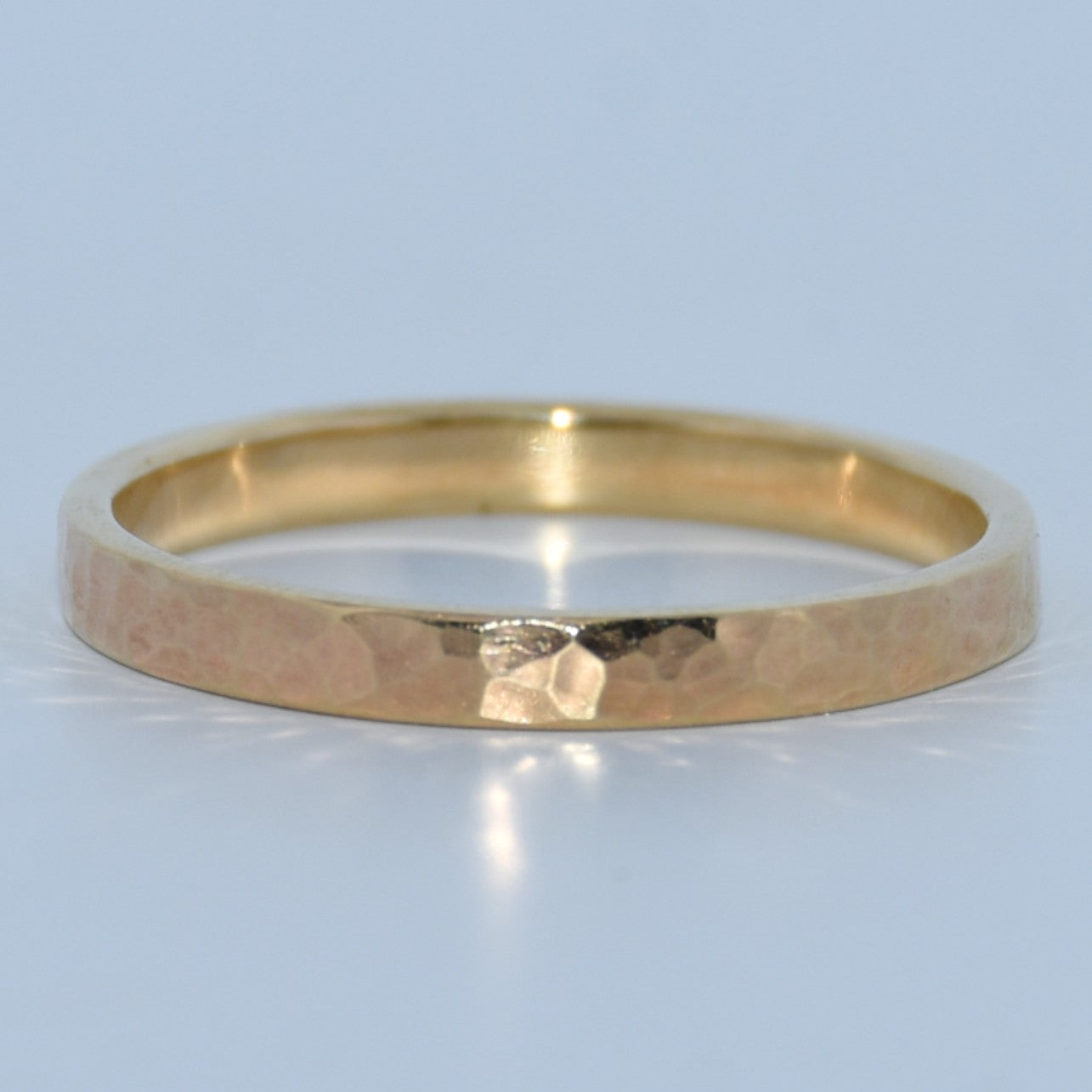 14K Gold | 2.5mm Stackable Ring Assorted Finishes Matte Hammered