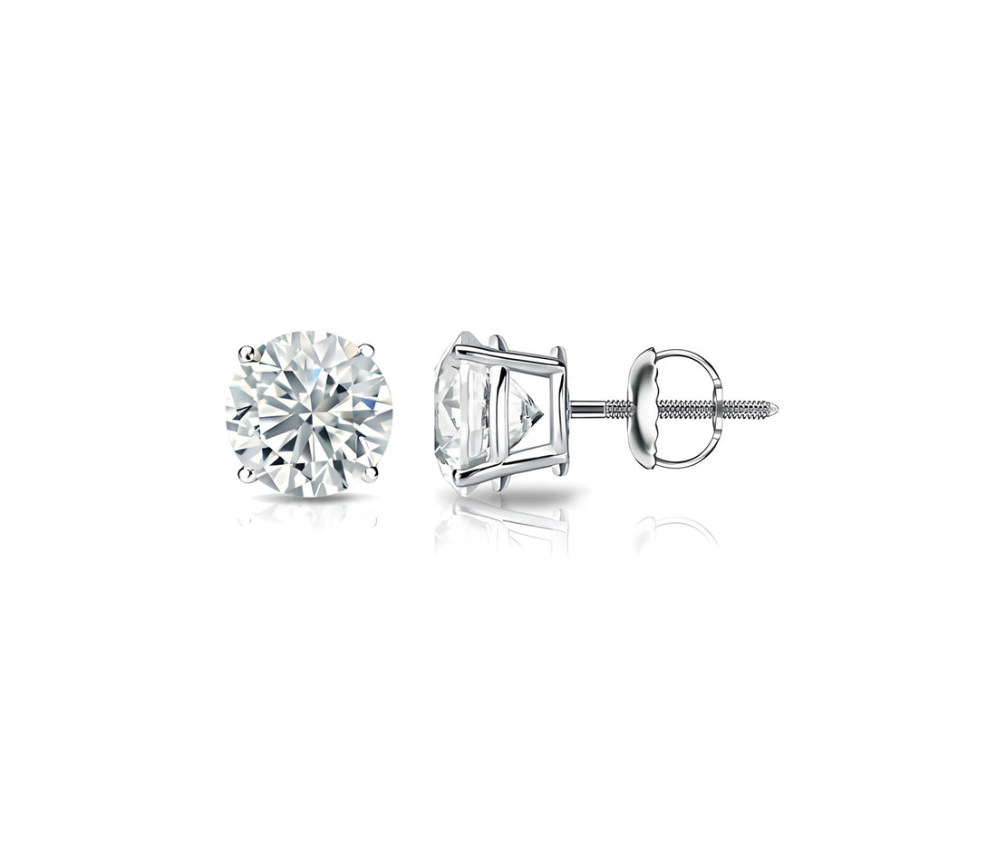 Diamond stud earrings on a white background