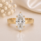 14K Gold | 3.52CT Yellow Gold Marquise Lab Diamond with Hidden Halo and Flat Cigar Band Engagement Ring