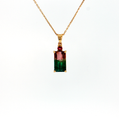 14K Gold | 3.97cttw Natural Bicolor Tourmaline Pendant with Emerald Cut