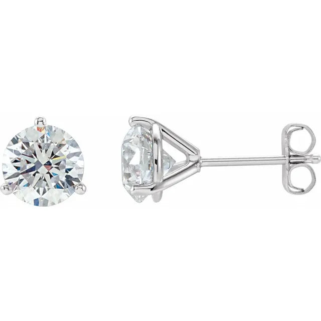 14K Gold | 3 Prong Martini Set Lab Diamond Stud Earrings