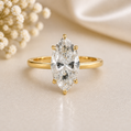 14K Gold | 4CT Yellow Gold Hidden Halo Solitaire Marquise Brilliant Lab Diamond Engagement Ring