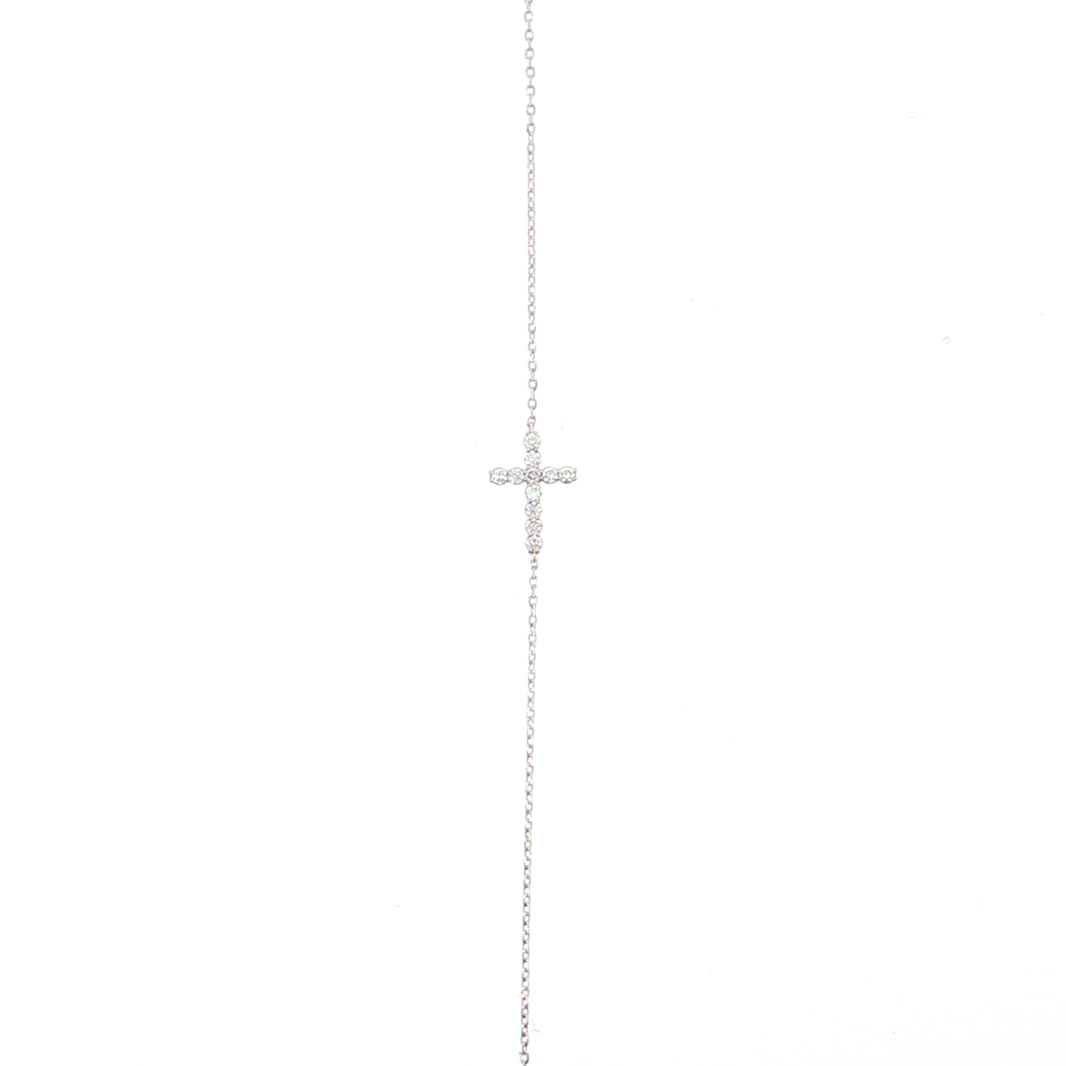 14K Gold | 7" Natural Diamond Cross Bracelet white gold