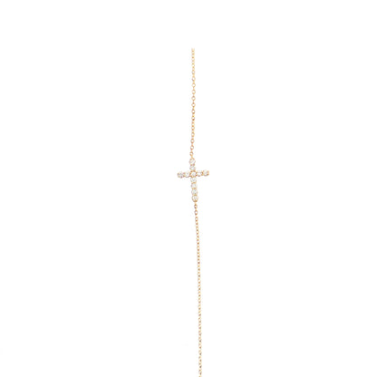14K Gold | 7" Natural Diamond Cross Bracelet yellow gold
