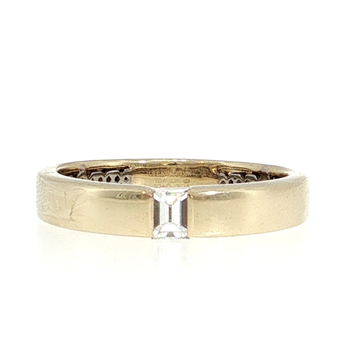 14K Gold & 950 Platinum | Yellow Gold Natural Diamond Sideways Baguette Wedding Band for Women
