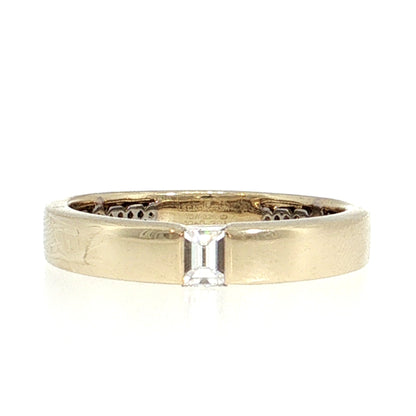 14K Gold & 950 Platinum | Yellow Gold Natural Diamond Sideways Baguette Wedding Band for Women