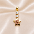 14K Gold | CZ Star two tone Sweet 15 Pendant