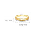 A gold and silver wedding band set with a central heart motif, shown with dimension lines indicating a width of 20.14 mm and a height of 5 