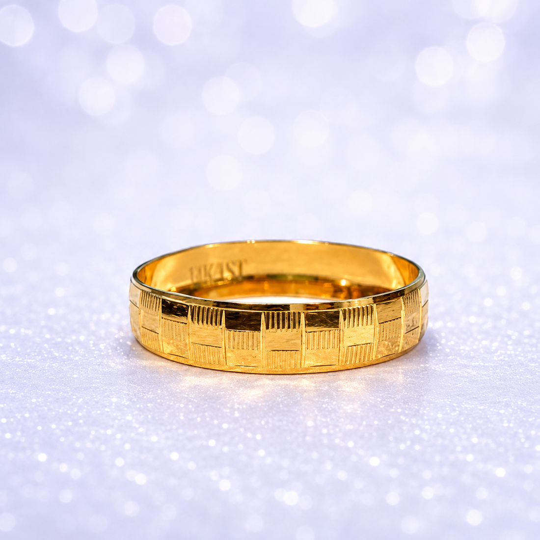 14K Gold | Checkerboard Wedding Band for Women