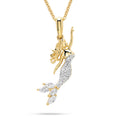 14K Gold | Gold Mermaid Necklace with Diamonds Tail