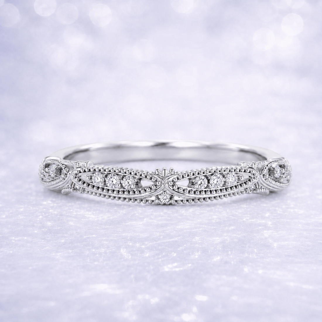 14K Gold | Lab Diamond Contour Wedding Band