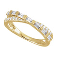 Gold ring with diamond accents on a white background