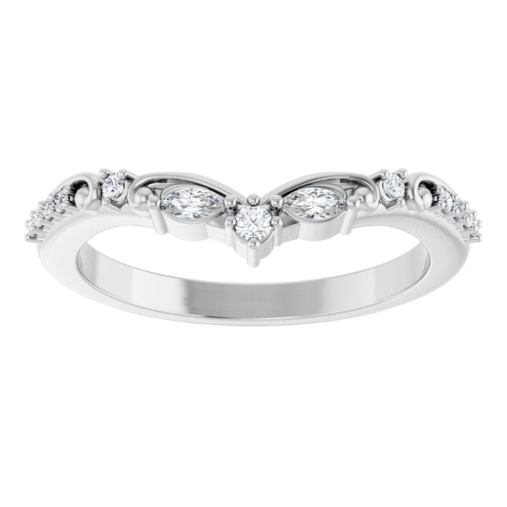 Silver ring with diamonds on a white background
