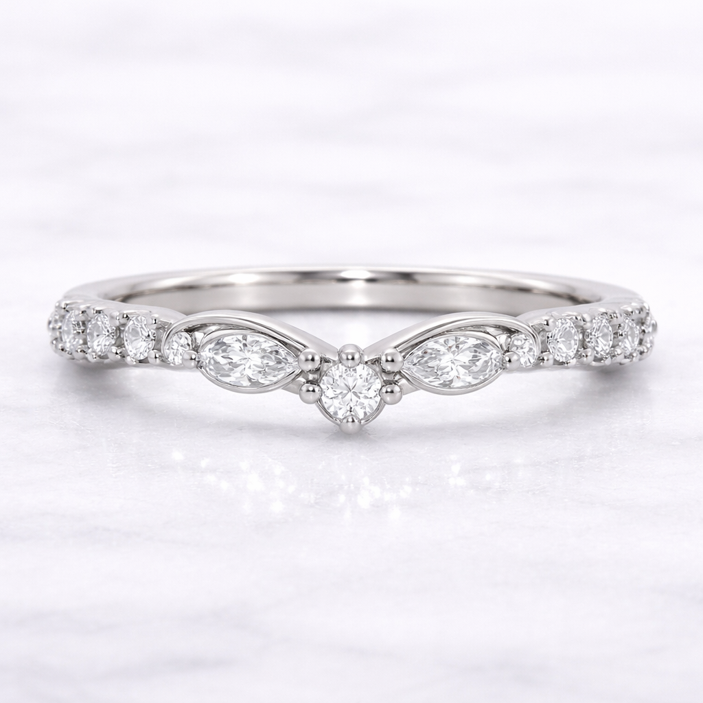 14K Gold | Lab Diamond Wedding Contour Band