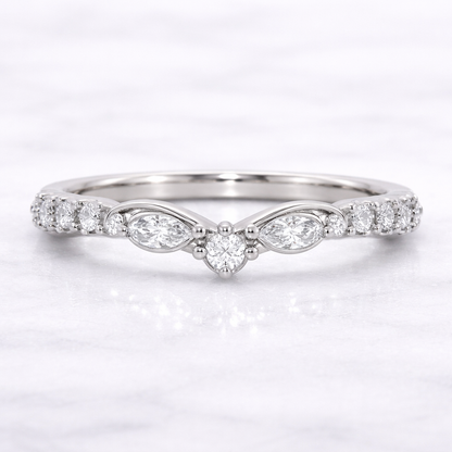 14K Gold | Lab Diamond Wedding Contour Band