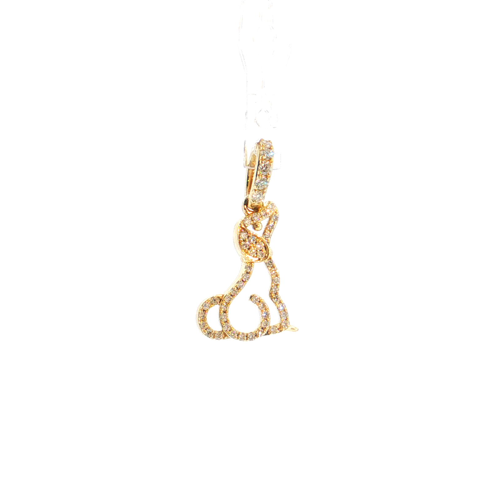 14K Gold | Large Dog Silhouette Pendant with .07cttw Natural Round Diamonds