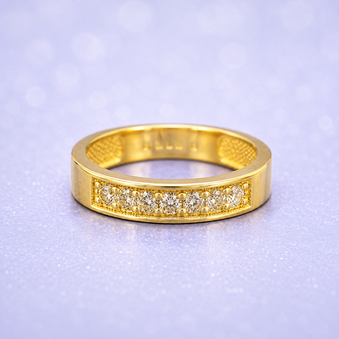 14K Gold | Men's Channel-Set Cubic Zirconia Wedding Band